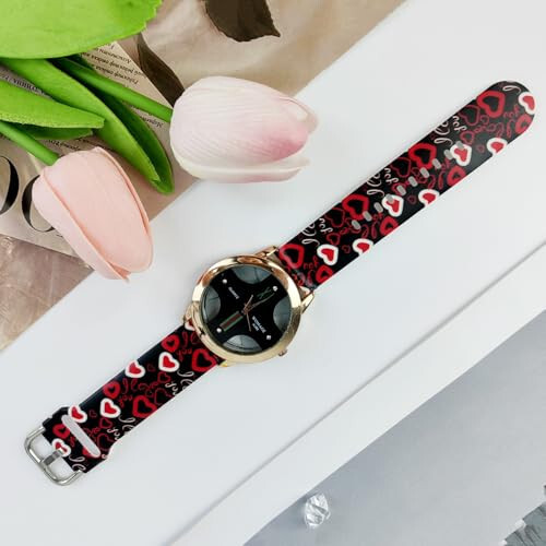 Silicone Strap is Soft and Suitable for Samsung Galaxy Watch 4/5/5pro/6 Traditional Buckle Sports Breathable Wristband Smart Watch Strap 2/3/4 20mm 22mm, Smart Strap for Men and Women, Cute Heart-Shaped Strap - 4