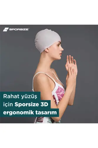 Silicone Swimming Cap - Deniz Ve Havuz Silikon Yüzücü Bonesi-Siyah - 4