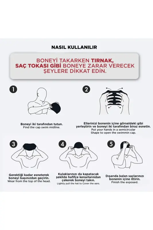 Silicone Swimming Cap - Deniz Ve Havuz Silikon Yüzücü Bonesi-Siyah - 7
