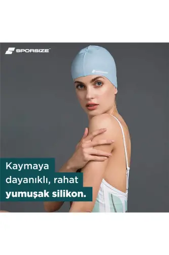 Silicone Swimming Cap - Deniz Ve Havuz Silikon Yüzücü Bonesi-Siyah - SPORSIZE (1)