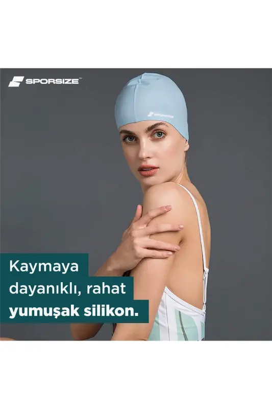 Silicone Swimming Cap - Deniz Ve Havuz Silikon Yüzücü Bonesi-Siyah - 2