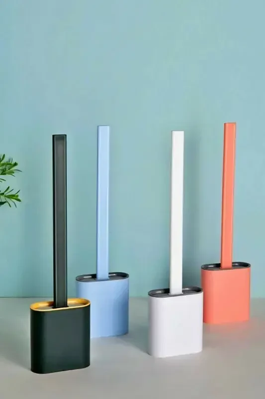 Silicone Toilet Brush Set Bathroom Toilet Brush Bendable WC Brush Multi Colored Toilet Brush Set-Mixed - GENEL MARKALAR