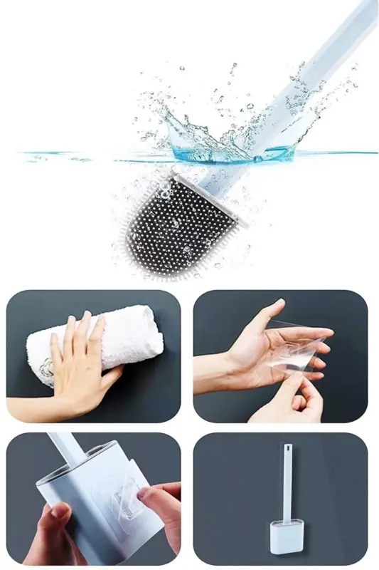Silicone Toilet Brush Set Bathroom Toilet Brush Bendable WC Brush Multi Colored Toilet Brush Set-Mixed - 2