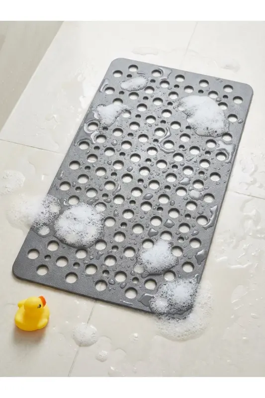 Vantuzlu Silikon Bubble Banyo Paspası Duş Kaydırmazı 36x66 Vantuzlu Banyo Paspası-Antrasit - 3