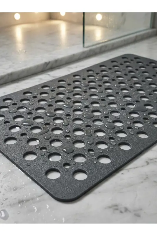 Vantuzlu Silikon Bubble Banyo Paspası Duş Kaydırmazı 36x66 Vantuzlu Banyo Paspası - Antrasit - 8