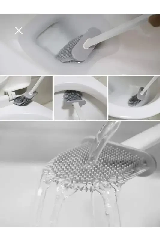 Silikon Banyo Tuvalet Klozet Fırçası ve Tutucu Set-Yeşil - 5