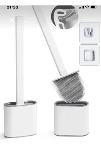 Silikon Banyo Tuvalet Klozet Fırçası ve Tutucu Set-Yeşil - 1