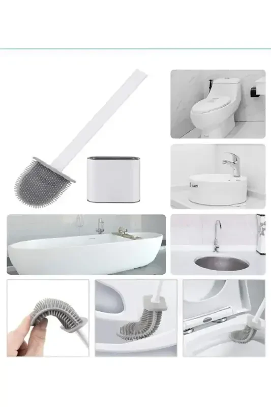 Silikon Banyo Tuvalet Klozet Fırçası ve Tutucu Set-Yeşil - 4