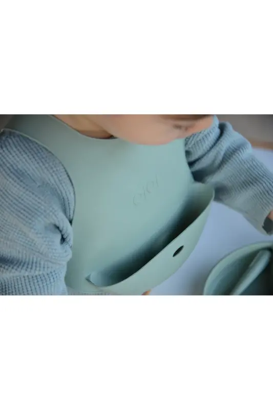 Silikon Bolalar uchun Ovqatlanish Yelekchasi - Aqua Green - 3