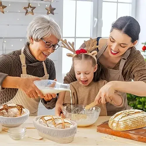 Silicone Bread Sling Dutch Oven - Best Japan Silicone Non-Stick & Easy Clean Reusable Baking Mat With Extra Long Handles, Baking Sheet Liner, 2 Brown Set for Transferable Dough - 6