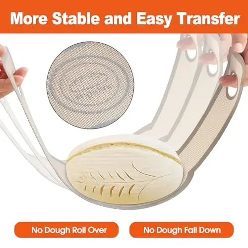 Silicone Bread Sling Oval- Non-Stick & Easy Clean Reusable Oval Silicone Baking Mat for dutch oven. With Long Handles Sourdough Bread Baking mat tools supplier Liner, 2 pcs Gray - 2