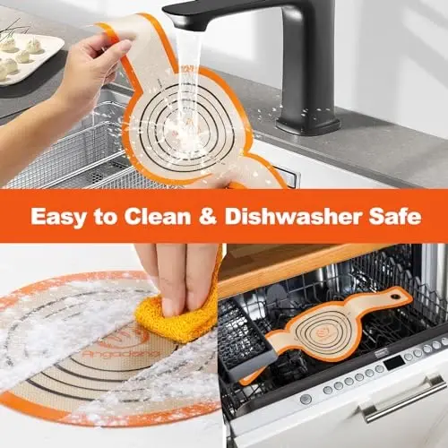 Silicone Bread Sling Dutch Oven - Best Japan Silicone Non-Stick & Easy Clean Reusable Baking Mat With Extra Long Handles, Baking Sheet Liner, 2 Orange Set for Transferable Dough - 4