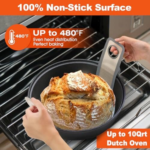 Silicone Bread Sling Dutch Oven - Best Japan Silicone Non-Stick & Easy Clean Reusable Baking Mat With Extra Long Handles, 2 Grey Set for Transferable Dough - 6