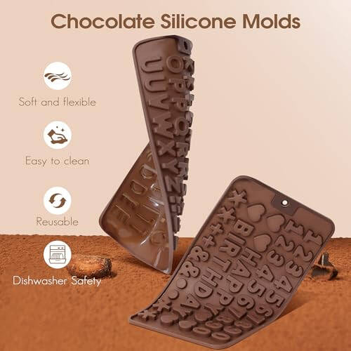 Silicone Letter Mold and Number Chocolate Molds with Happy Birthday Cake Decorations Symbols 2pcs - 2