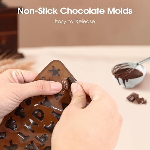 Silicone Letter Mold and Number Chocolate Molds with Happy Birthday Cake Decorations Symbols 2pcs - 3