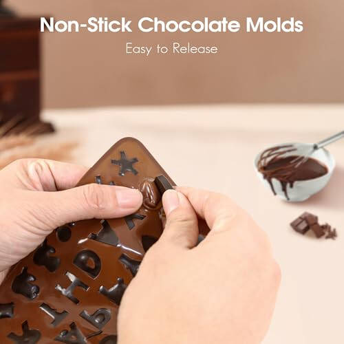 Silicone Letter Mold and Number Chocolate Molds with Happy Birthday Cake Decorations Symbols 2pcs - 3