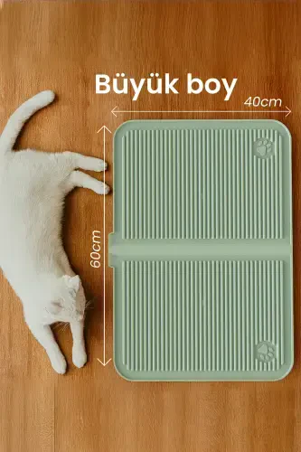 Silikon Mama va qum Mat havzali yuviladigan mushuklar hojatxonasi oldi mushuk qumi paspasi katta o'lchamli 40x60-yashil - 3