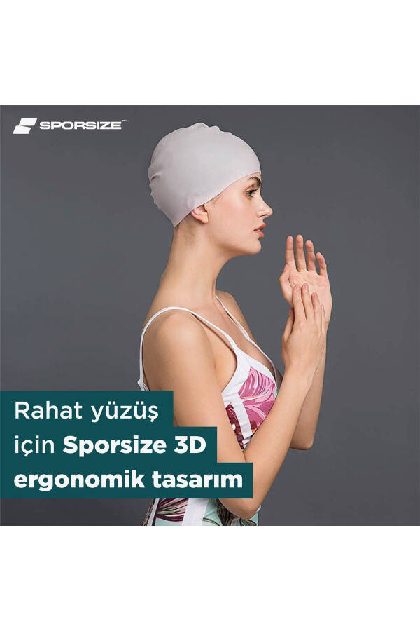 Silicone Swimming Cap - Deniz Ve Havuz Silikon Yüzücü Bonesi - Lacivert - 4
