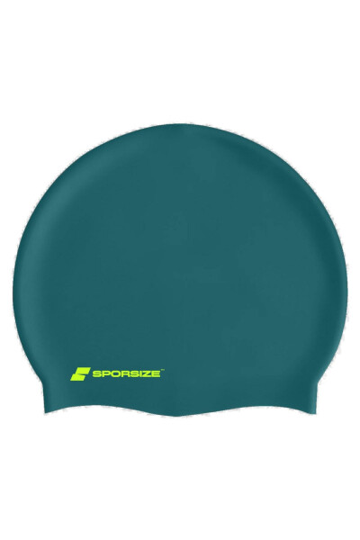 Silicone Swimming Cap - Deniz Ve Havuz Silikon Yüzücü Bonesi-Koyu Yeşil 