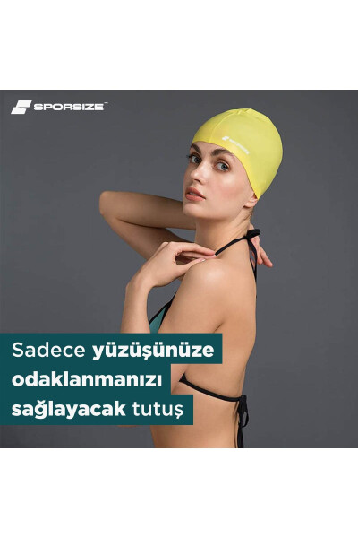 Silicone Swimming Cap - Deniz Ve Havuz Silikon Yüzücü Bonesi - Koyu Yeşil - 3