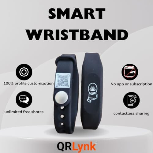 Силиконовый браслет QRLynk с NFC/QR-кодом для сетевых взаимодействий: Ваша цифровая визитка и био-ссылка - без приложения и подписки - 8