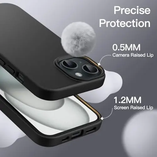 JETech Silicone Case for iPhone 15 Plus, Black | Silky Soft Touch, Shockproof Protection, Scratch Resistant, Microfiber Lining - 2