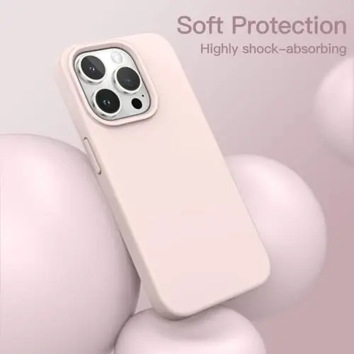 Силиконовый чехол JETech для iPhone 15 Pro Max 6.7 дюйма, шелковисто-мягкий защитный чехол для телефона по всему корпусу, ударопрочная накладка (Светло-розовый) - 4