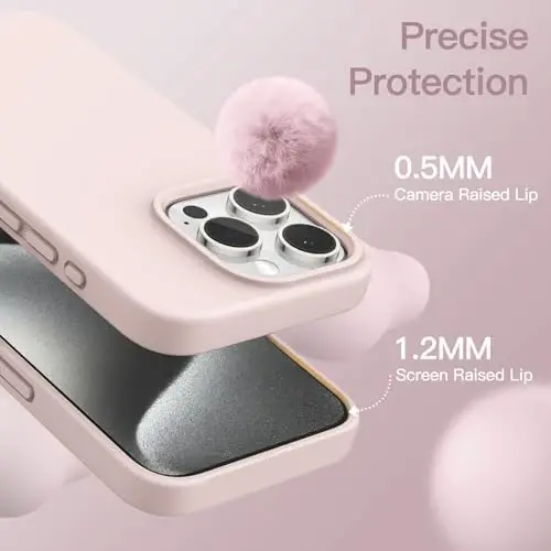 Силиконовый чехол JETech для iPhone 15 Pro Max 6.7 дюйма, шелковисто-мягкий защитный чехол для телефона по всему корпусу, ударопрочная накладка (Светло-розовый) - 5