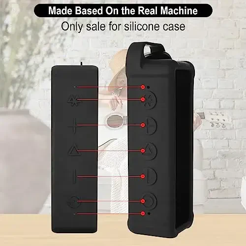 Силиконовый чехол TXEsign, совместимый с портативной Bluetooth-колонкой Anker Soundcore 2, защитный чехол для путешествий с ручкой и карабином для колонки Anker Soundcore 2 (черный) - 4