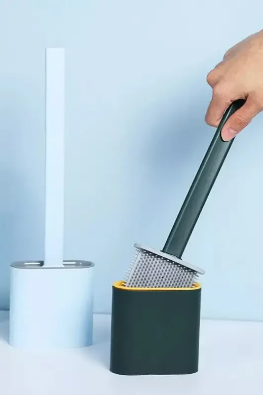 Силиконовый ершик для унитаза и держатель, синий - 1