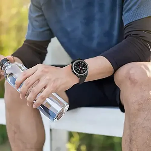 Силиконовый ремешок для Fossil Men's Gen 6/5E 44 мм/Gen 5 Carlyle/Garrett/Women's Julianna Smart Watch, 22 мм регулируемый мягкий силиконовый спортивный ремешок на замену для женщин и мужчин (черный) - 5