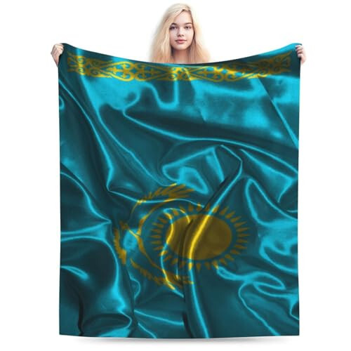 Silk Style Flag of Kazakhstan Throw Blanket for Couch 40