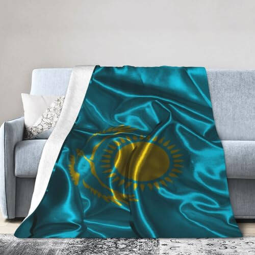 Silk Style Flag of Kazakhstan Throw Blanket for Couch 40