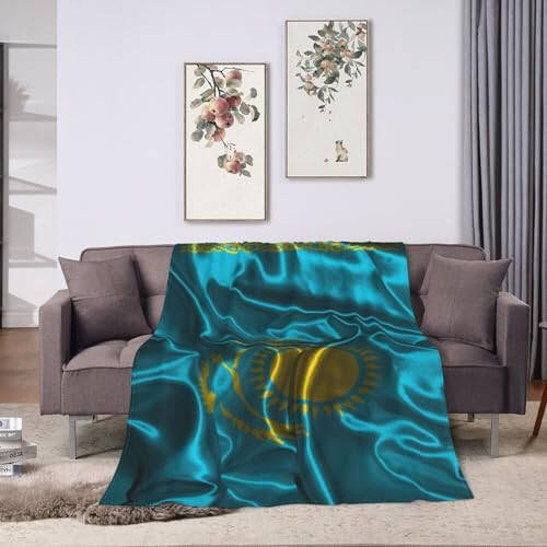 Silk Style Flag of Kazakhstan Throw Blanket for Couch 40