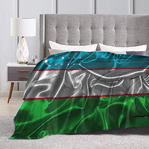 Silk Style Flag of Uzbekistan Throw Blanket 50