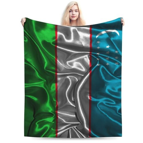 Silk Style Flag of Uzbekistan Throw Blanket 50