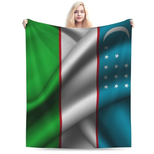 Silk Style Flag of Uzbekistan Throw Blanket for Couch 80