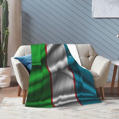 Silk Style Flag of Uzbekistan Throw Blanket for Couch Bed Sofa Super Soft Cozy Throw Blanket 80