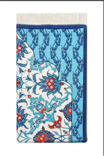 Silk Textured Prayer Rug in Carrying Bag Ipk01-Turquoise - 5