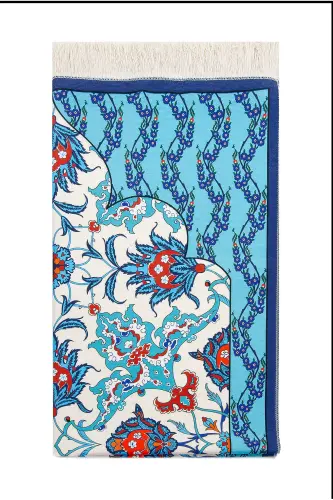 Silk Textured Prayer Rug in Carrying Bag Ipk01-Turquoise - 6