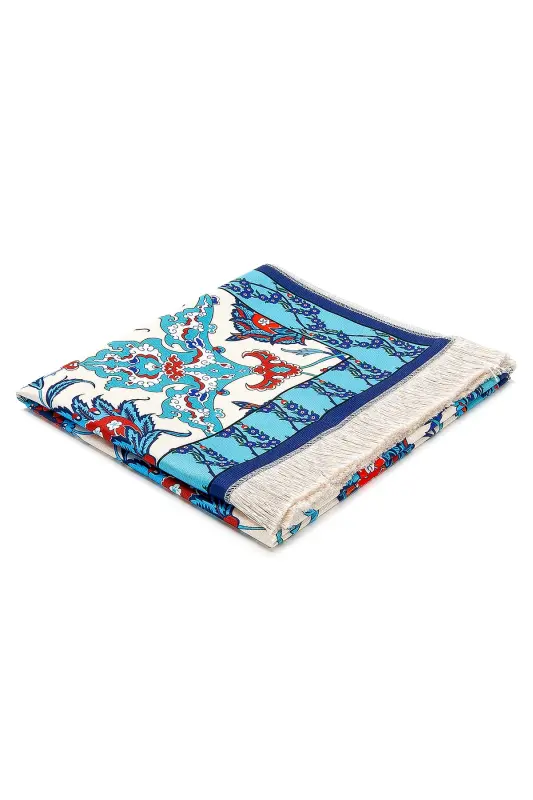 Silk Textured Prayer Rug in Carrying Bag Ipk01-Turquoise - 9