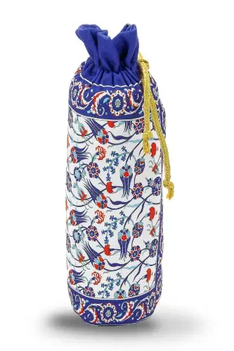 Silk Textured Prayer Rug with Carrying Bag Ipk02-Navy Blue - 7