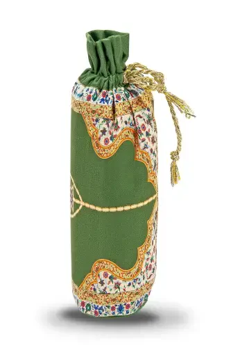 Silk Textured Prayer Rug with Carrying Bag Ipk05-Green - 8
