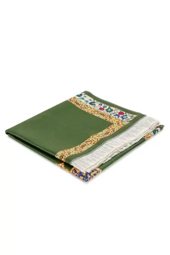 Silk Textured Prayer Rug with Carrying Bag Ipk05-Green - 6