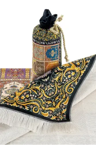 Silk Textured Prayer Rug with Carrying Bag Ipk07-Mixed - 2