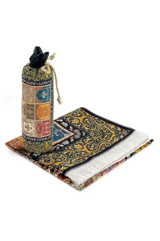 Silk Textured Prayer Rug with Carrying Bag Ipk07-Mixed - 7