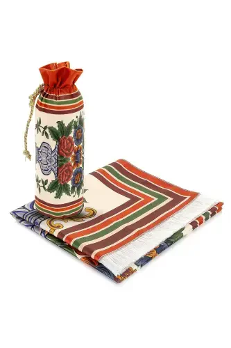 Silk Textured Prayer Rug with Carrying Bag Ipk08-Burgundy - 5