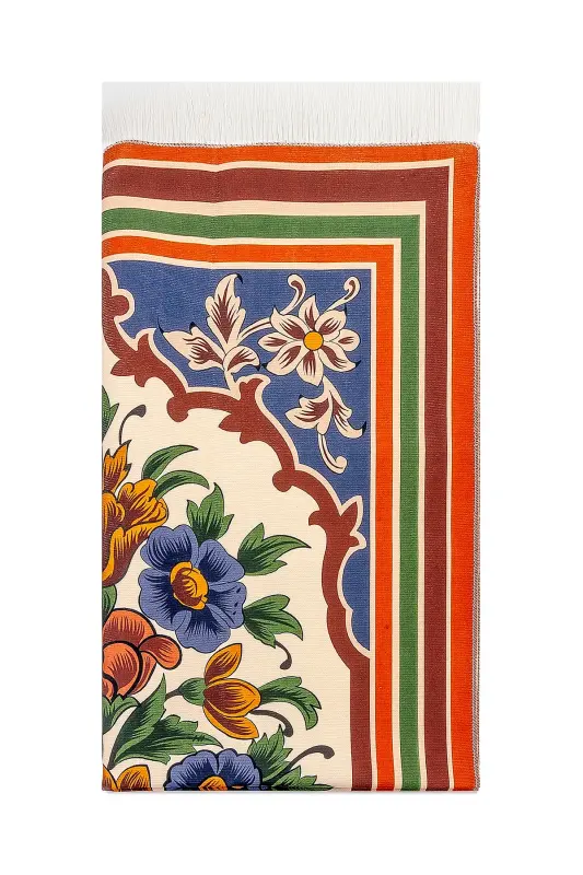 Silk Textured Prayer Rug with Carrying Bag Ipk08-Burgundy - 5
