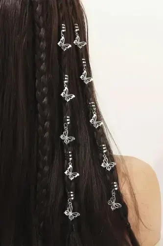 Silver Bohemia Butterfly Hair Clip Buckle Set 5 Pieces-Model8 - 1