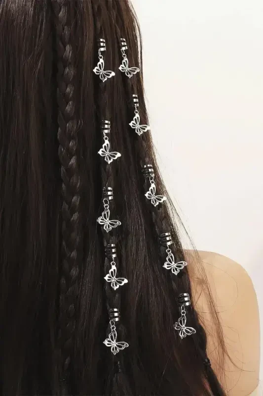 Silver Bohemia Butterfly Hair Clip Buckle Set 5 Pieces-Model8 - 1